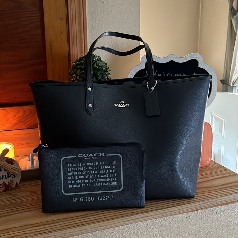 Coach Wild Plaid Blue Leather